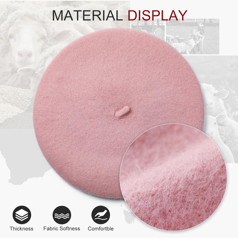 Sumolux Women Beret Hat Wool Vintage French Solid Color Classic Winter Cap - Image 3